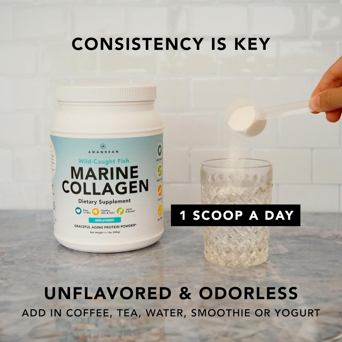 Marine Collagen Powder + Vitamin C - Perfect Skin from Within Combo. Wild-Caught Cod Fish Peptides, Liposomal VIT C Liquid 1000mg. Boost Production and Synthesis for Healthy Aging, Beauty, Wellness.