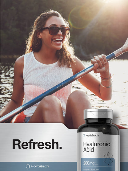 Horbäach Hyaluronic Acid Supplement | 200 mg | 150 Capsules | Non-GMO and Gluten
