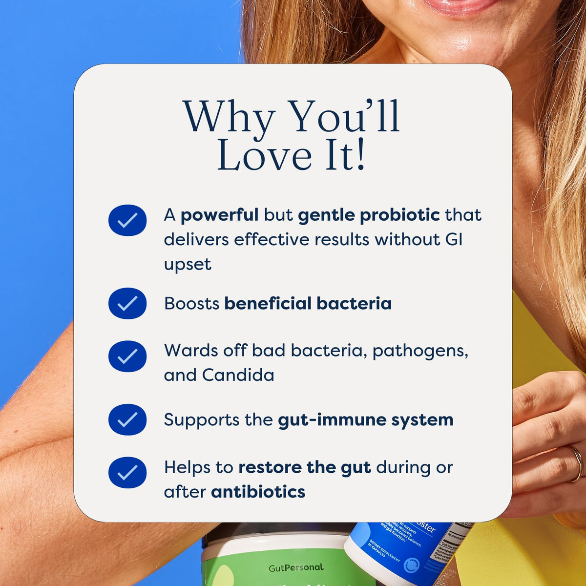 GutPersonal The Booster Targeted Probiotic for Gut Health: Support The Immune System with 5 Billion CFU Saccharomyces Boulardii, Capsules, 30 Servings