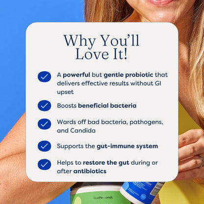 GutPersonal The Booster Targeted Probiotic for Gut Health: Support The Immune System with 5 Billion CFU Saccharomyces Boulardii, Capsules, 30 Servings