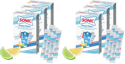 Sonic Singles to Go Powdered Drink Mix, Ocean Water, 6 Sticks per Box, 3 Boxes included (18 Sticks Total)
