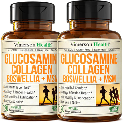 1200mg Glucosamine + 1200mg Hydrolyzed Collagen – Joint Supplement 120 Caps