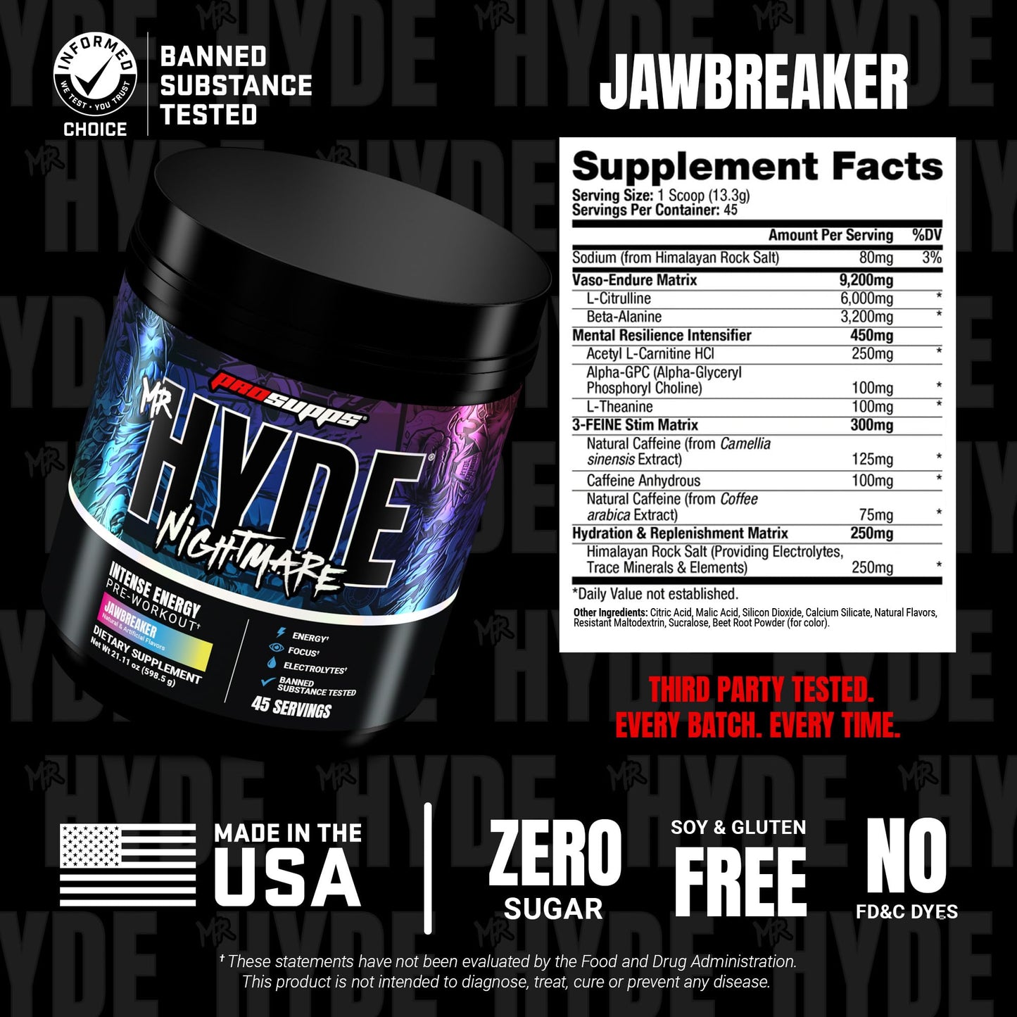 ProSupps Mr. Hyde Nightmare Pre Workout Powder with Caffeine & Beta Alanine - Preworkout for Intense Energy, Mental Focus & Performance - Gym & Fitness Supplements (Black N' Blueberry, 30 Servings)