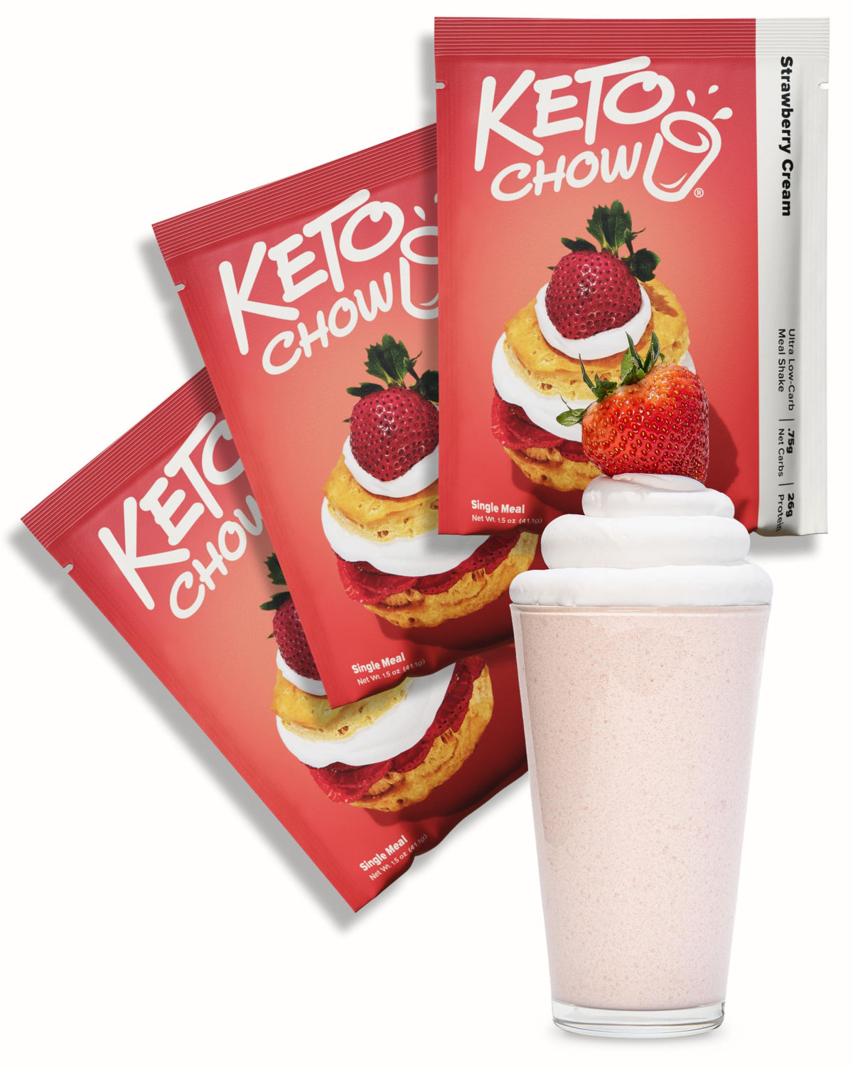 Keto Chow Chocolate Peanut Butter Meal Replacement Shake Powder, 3 Meals