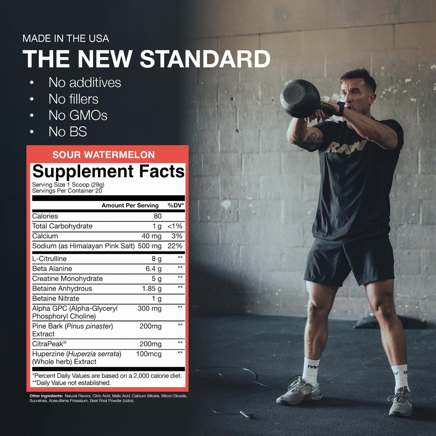 RAW Thuper Pump Stim Free Pre Workout Powder - High-Dosage Caffeine-Free Pre Workout for Max Muscle Pumps & Strength Building - Non-Stimulant Preworkout with Creatine - 20 Servings, Champion Mentality