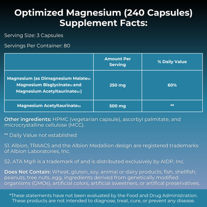 MYOXCIENCE Optimized Magnesium Glycinate + Magnesium Taurate (as ATAmag®) for High Brain Bioavailability to Support Stress Relief and Sleep | 30 Servings
