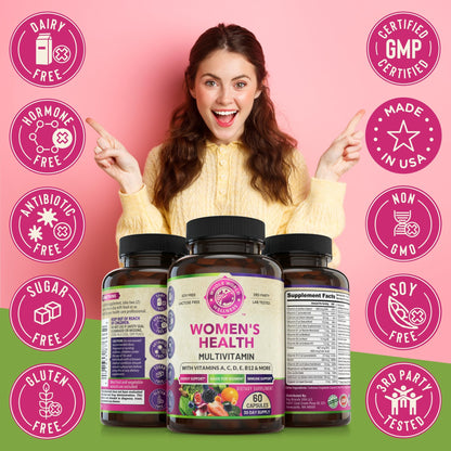 Womens Daily Multivitamins & Multimineral Supplement for Energy, Mood, Focus, Hair
