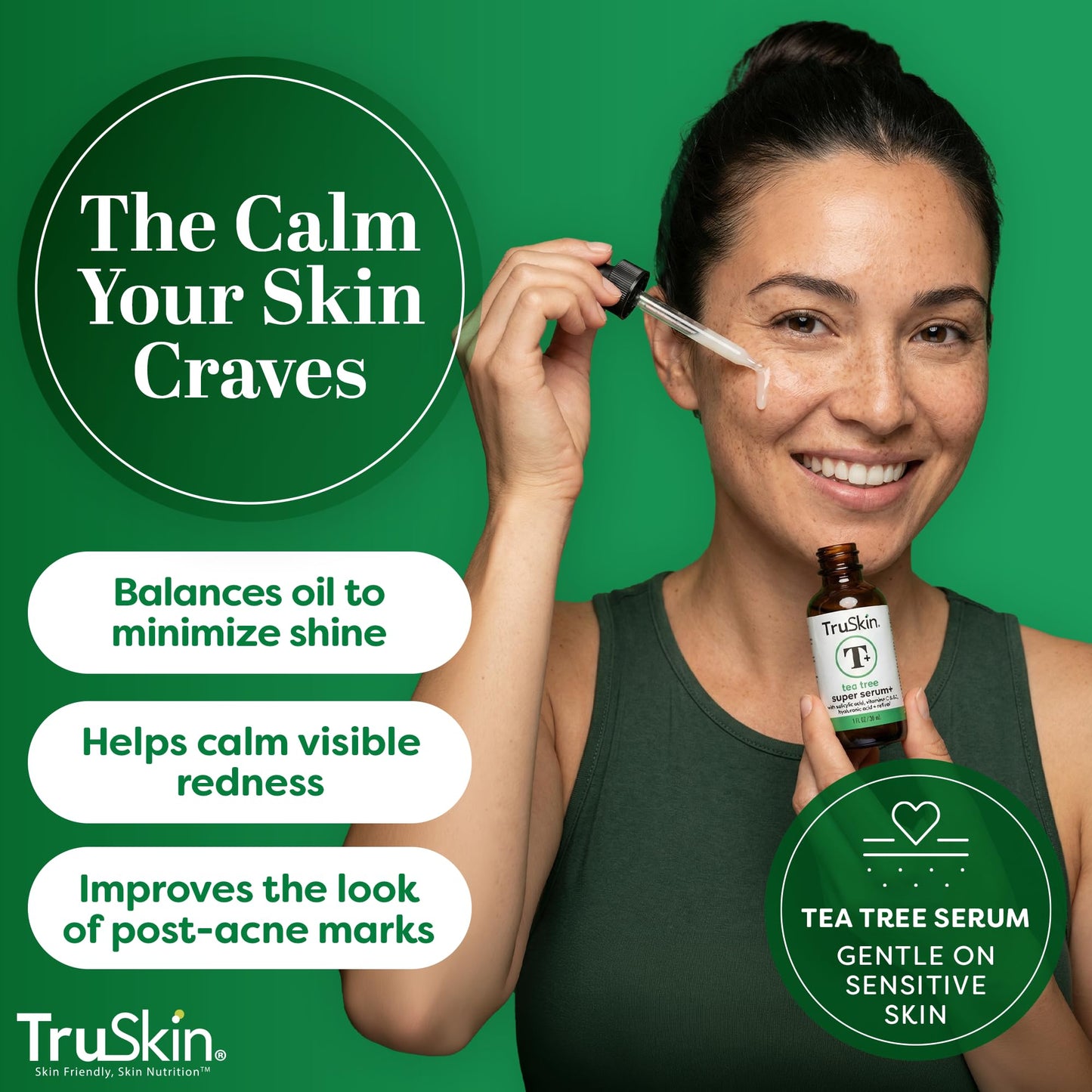 TruSkin Tea Tree Acne Serum with Salicylic Acid & Retinol, 1 fl oz | Helps to clarify acne-prone skin, refine the look of pores & complexion with Tea Tree, Niacinamide, and Vitamin C