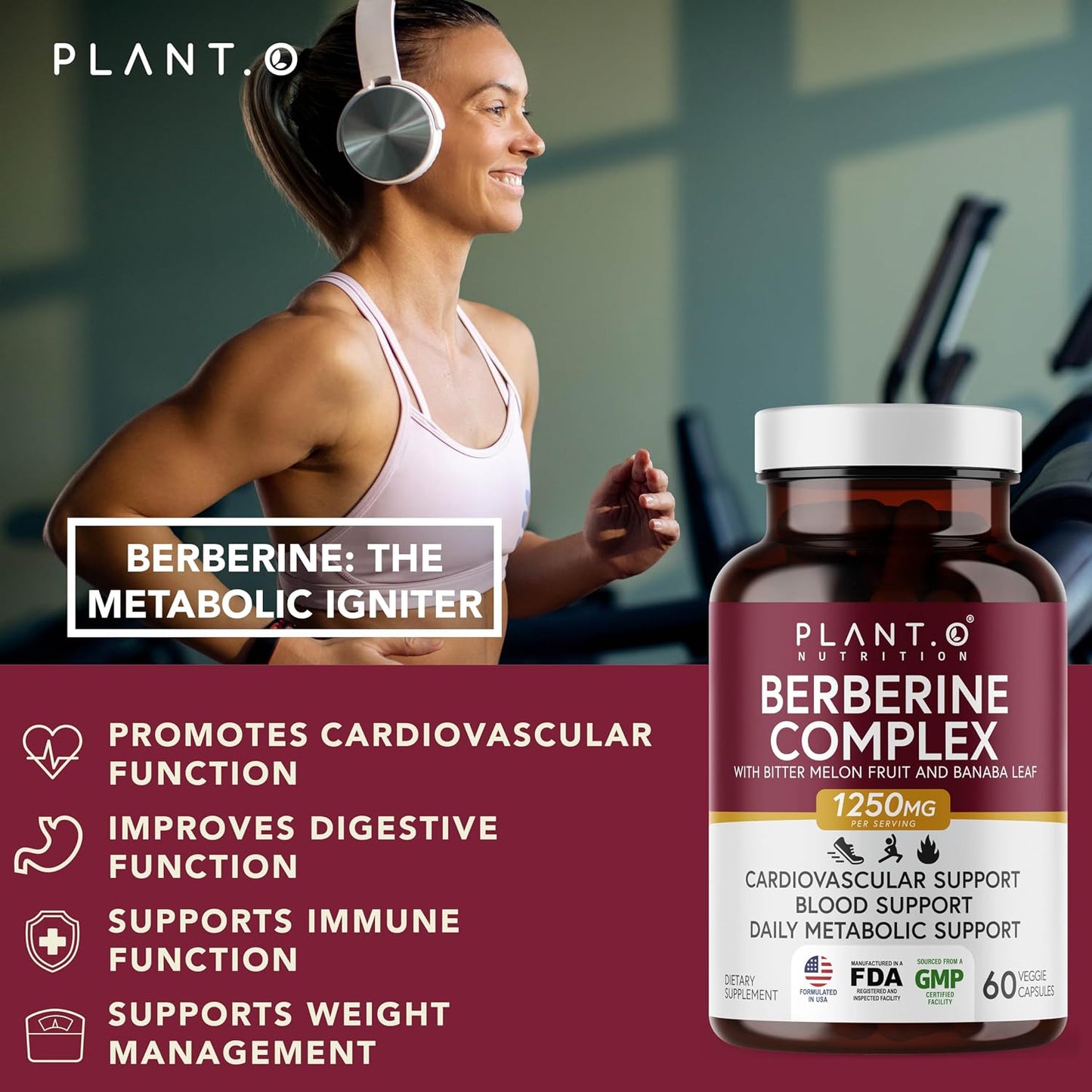 Berberine Supplement - 10xHigher Absorption Berberine HCI Complex with Bitter Lemon & Banaba Leaf - Cholesterol & Metabolic Clinically Researched Support - 60 Capsules Non-GMO