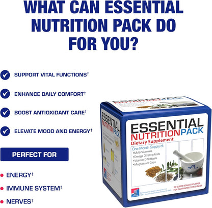 All in One Vitamin Packs for Women & Men - Clinically Formulated Men & Women's Womens Over 50 Multivitamin with Omega 3 Magnesium Vitamin D3 & Citrus Bioflavonoids - 1 Month Supply