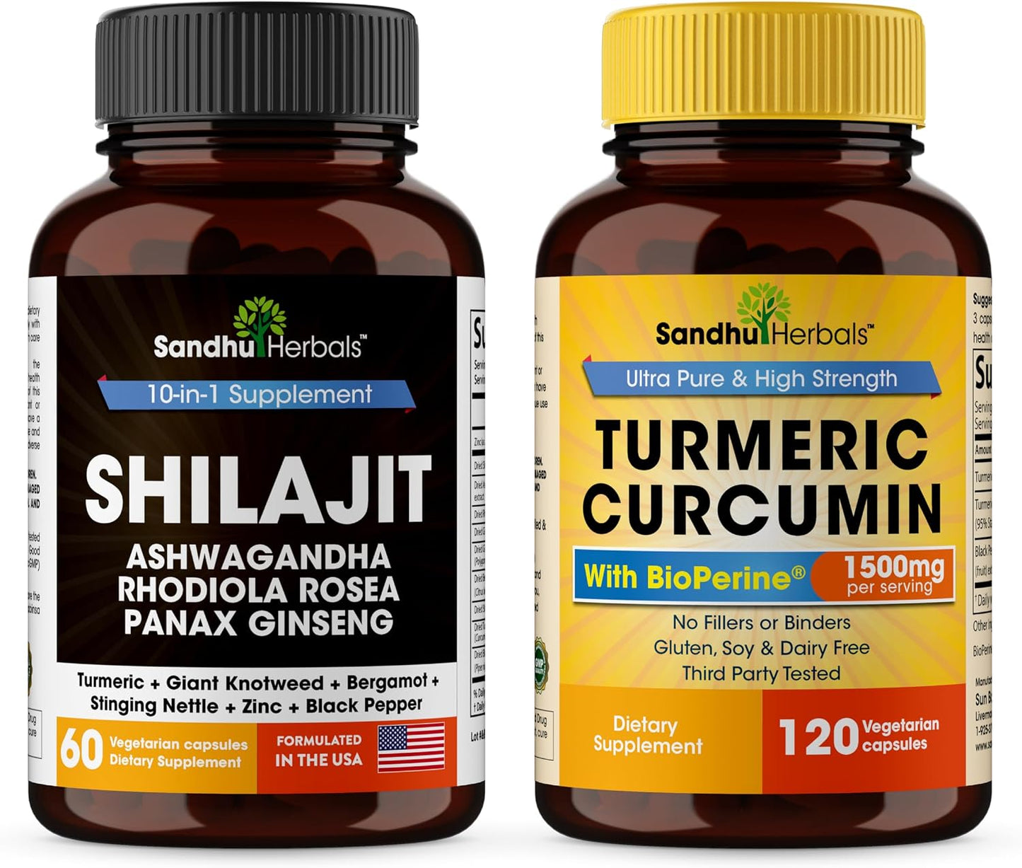 Shilajit Bundle with Turmeric Curcumin | Capsules for Men & Women | Supports Energy, Immune & Skin Health