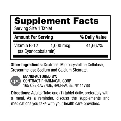 Vitamin B12 1000mcg Energy Support 200 Tablets