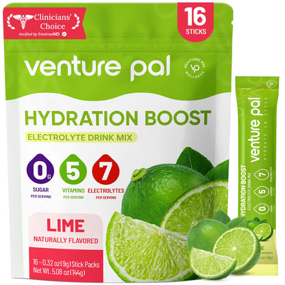 Venture Pal Sugar Free Electrolyte Powder, Liquid Daily IV Hydration Packet | 7 Electrolytes & 5 Vitamins Instantly Hydration, Electrolyte Dink Mix for Sports & Recovery, Vegan, Keto-Friendly, 16 Sticks