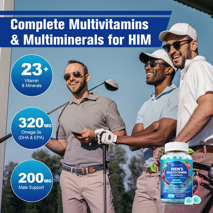 Migcopat Multivitamin for Men, Mens Multivitamins Gummies w/Omega-3, Probiotics, Inositol, Folate, Biotin, Zinc, Vitamins A, C, D, E, B, Support Heart, Brain, Muscle, Energy, Sugar-Free, Berry Flavor
