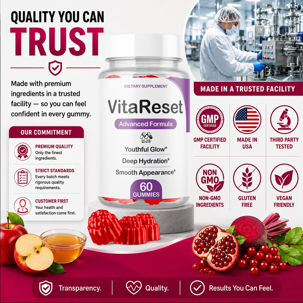 VitaReset Gummies, Health & Wellness Support Supplement 2-Pack, 120 Gummies