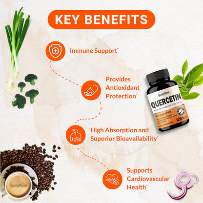 Sandhu's Quercetin 1000mg Per Serving 120 Count Vegetarian Capsules Bioflavonoids