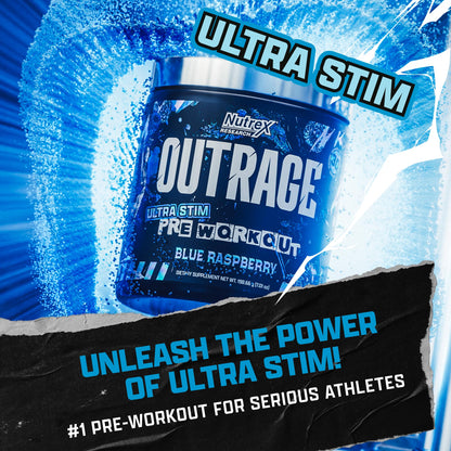 Outrage Ultra HIGH STIM Pre-Workout Powder for Men | 400mg Caffeine, L-Citrulline, Beta-Alanine, Creatine | Extreme Energy, Focus, Strength & Endurance (30 Servings, Strawberry Watermelon)