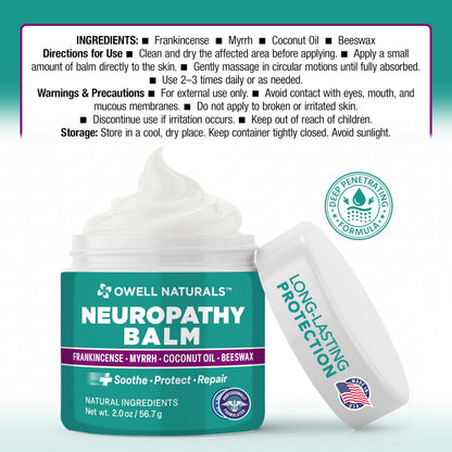 Owell Naturals Neuropathy Cream Extra Strength – Fast Absorbing Cooling for Leg, Feet & Hands – Advanced Soothing Formula with Aloe Vera, Arnica, MSM & Vitamin B6 – Made in USA, 2 fl oz