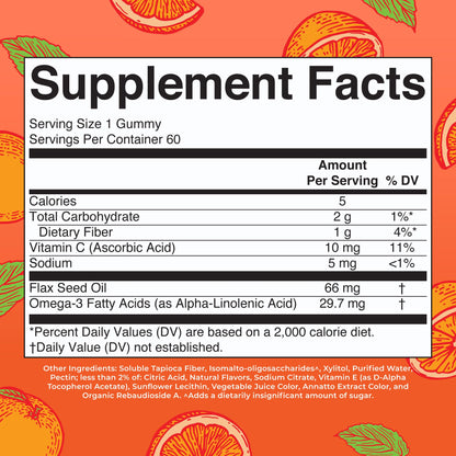 MARYRUTH'S Vegan Omega 3 Gummies for Kids 4 2 Month Supply | Sugar Free | Omega 3 Supplement with Vitamin C | Flaxseed Oil | Immune Support | Essential Nutrient ALA | No Fish Taste | 60 Count
