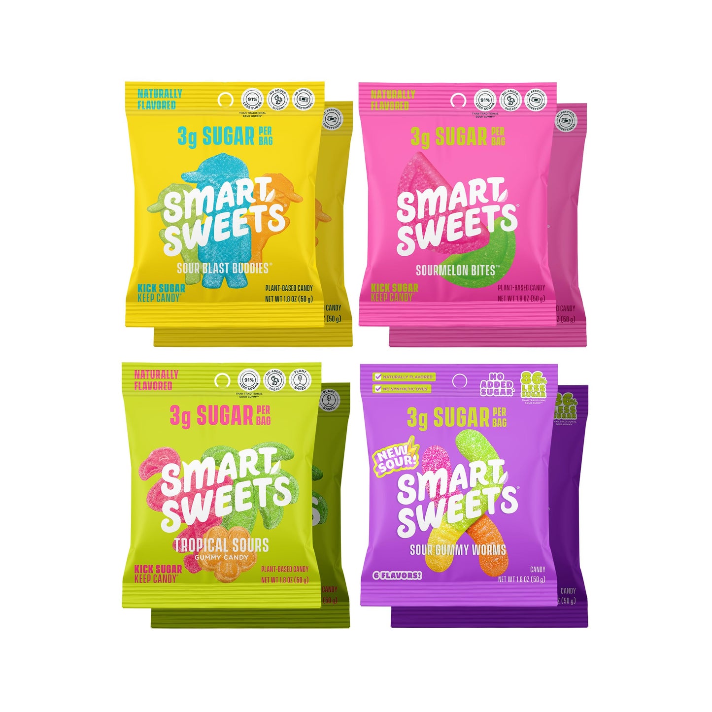 SmartSweets Sweet Fish, Low Sugar Gummy Candy (3g), Low Calorie (130), Gluten-Free -1.8oz (Pack of 12) Packaging may vary