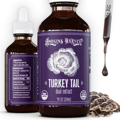 Hodgins Harvest Organic Lion's Mane Fruiting Body Extract Tincture - Mushroom Supplement for Brain Health and Mental Focus - Dual Extract Formula - Extra Concentrated - 4 fl oz Bottle