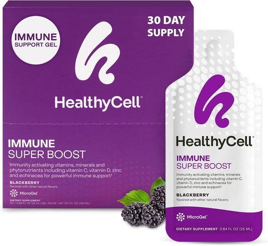 Healthycell Immune Super Boost Daily Liquid Supplement - 14 Gel Packs | Immune Support Supplement for Adults with Echinacea, Elderberry, Vitamin C, Vitamin D, Calcium & Zinc