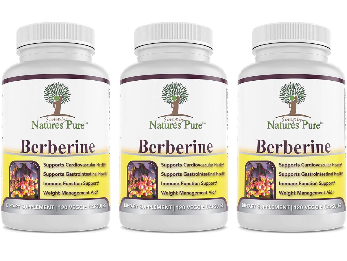 Simply Natures Pure Premium Berberine HCl 500mg - 120 Capsules - Cardiovascular Gastrointestinal Immune Support - Chromium Cinnamon