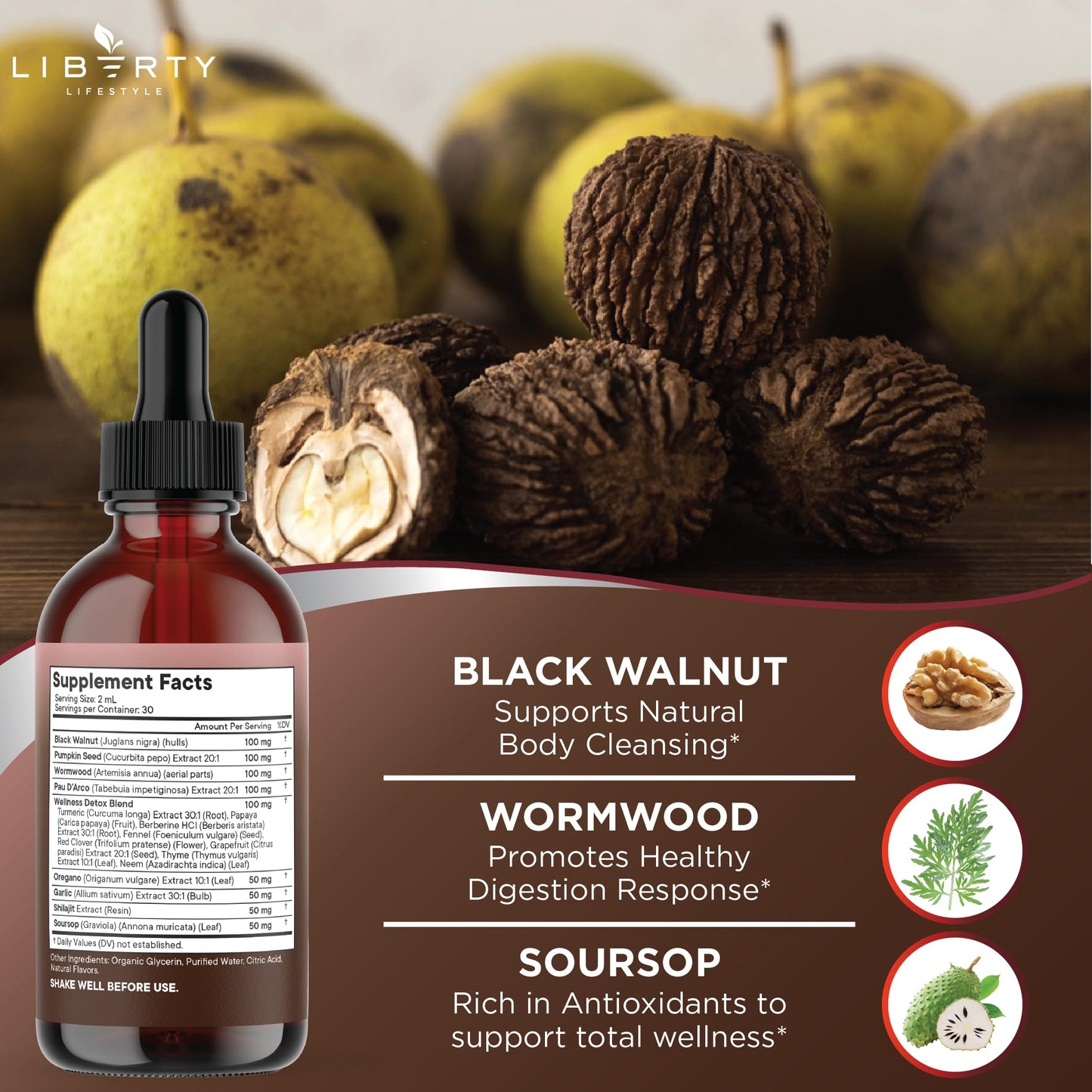 Defend Wormwood Black Walnut Cleanse for Humans Drops Liquid Soursop Garlic Pumpkin Seed PAU D'Arco Oil of Oregano Turmeric Berberine Neem Extract Hull Bark Tincture - 4 OZ