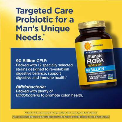 Renew Life Extra Care Digestive Probiotic 50 Billion CFU | 90 Vegetarian Capsules | Supports Digestive, Immune & Respiratory Health | Dairy, Soy and Gluten Free Supplement