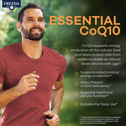 FREEDA CoQ10 100mg - Kosher Coenzyme Q10 Dietary Supplement for Cardiovascular Heart Health, Blood Pressure Support, Oral Gum Health, and Healthy Aging - Pure CoQ10 Capsules, 100 Count | Supports Oral Gum Health, Immune Support, & Healthy Aging – Pure Ant