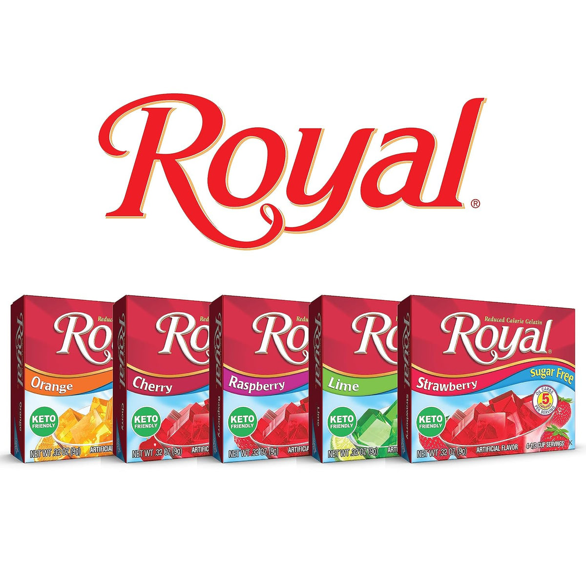 Royal Strawberry Gelatin Dessert Mix, Sugar Free and Carb Free,0.32 0z (Pack of 12)