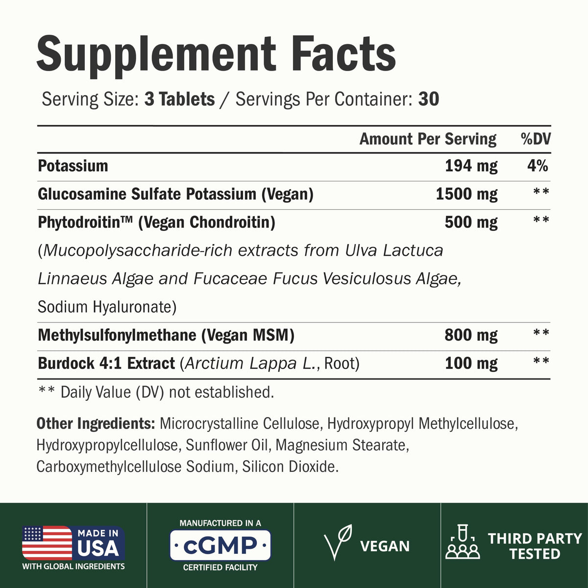 Glucosamine Chondroitin MSM Joint Support Supplement for Women & Men 90 Ct