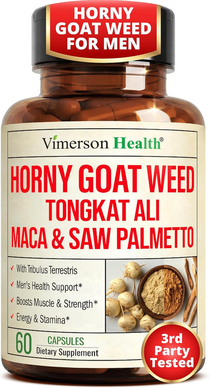 Horny Goat Weed for Men 1000mg – Hornygoatweed with Maca Root – 60 Capsules