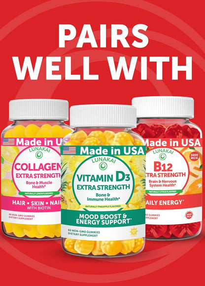 Lunakai USA Made CoQ10 Gummies for Adults – 200mg High Potency Coenzyme Q10 Supplement for Daily Heart, Energy & Antioxidant Support for Women & Men, Non-GMO, 60ct