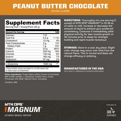 MTN OPS Magnum Protein Powder 23g Protein per Serving Whey Protein Blend with BCAAs Low Sugar Gluten Free 30 Servings Chocolate