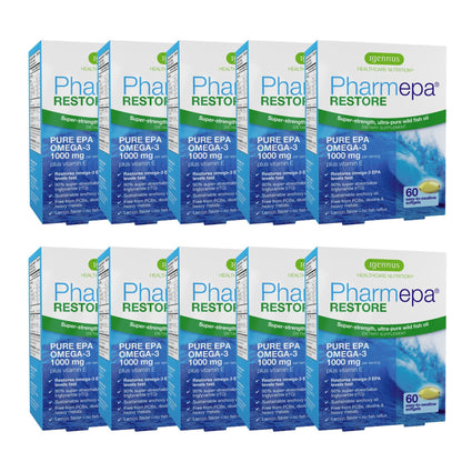 Igennus Pharmepa Restore, Pure EPA 1000mg, IFOS Certified, 90% High Concentration, rTG Omega-3 for High Absorption, Triple Strength, Wild Fish Oil, 60 Softgels