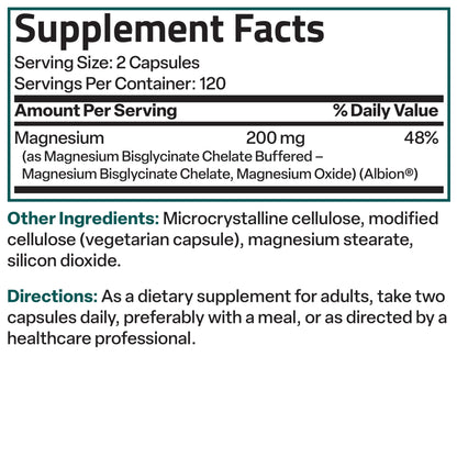 Bronson Magnesium Glycinate 200 MG Chelated High Absorption, 60 Capsules | Stress Relief, Sleep, Heart Health, Nerves, Muscles, and Metabolism Support, Vegetarian, Non-GMO, Gluten Free, Soy Free