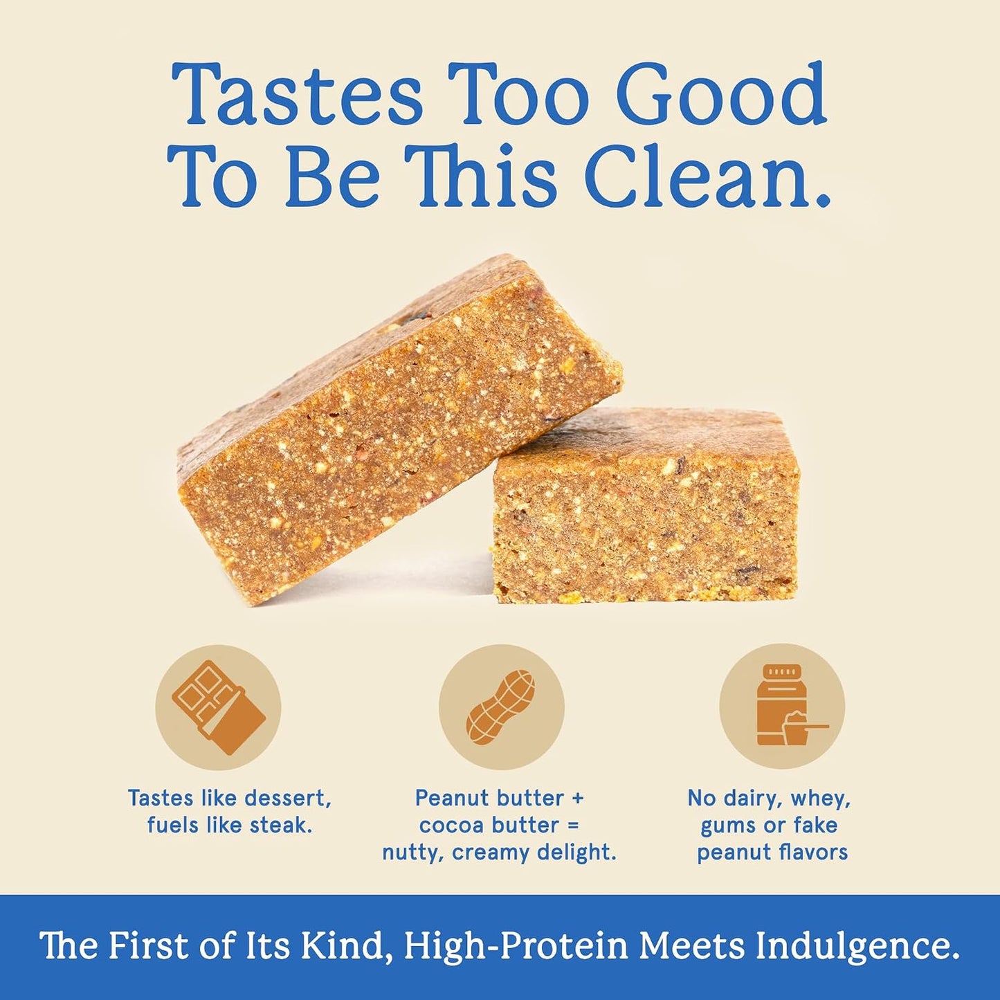 Equip Foods High Protein Prime Bars – Grass Fed Beef Protein, Collagen & Tallow – Gut Friendly, Gluten Free 20g Protein Bars - Only Real-Food Ingredients - On-the Go Snack - Peanut Butter, 12 Count