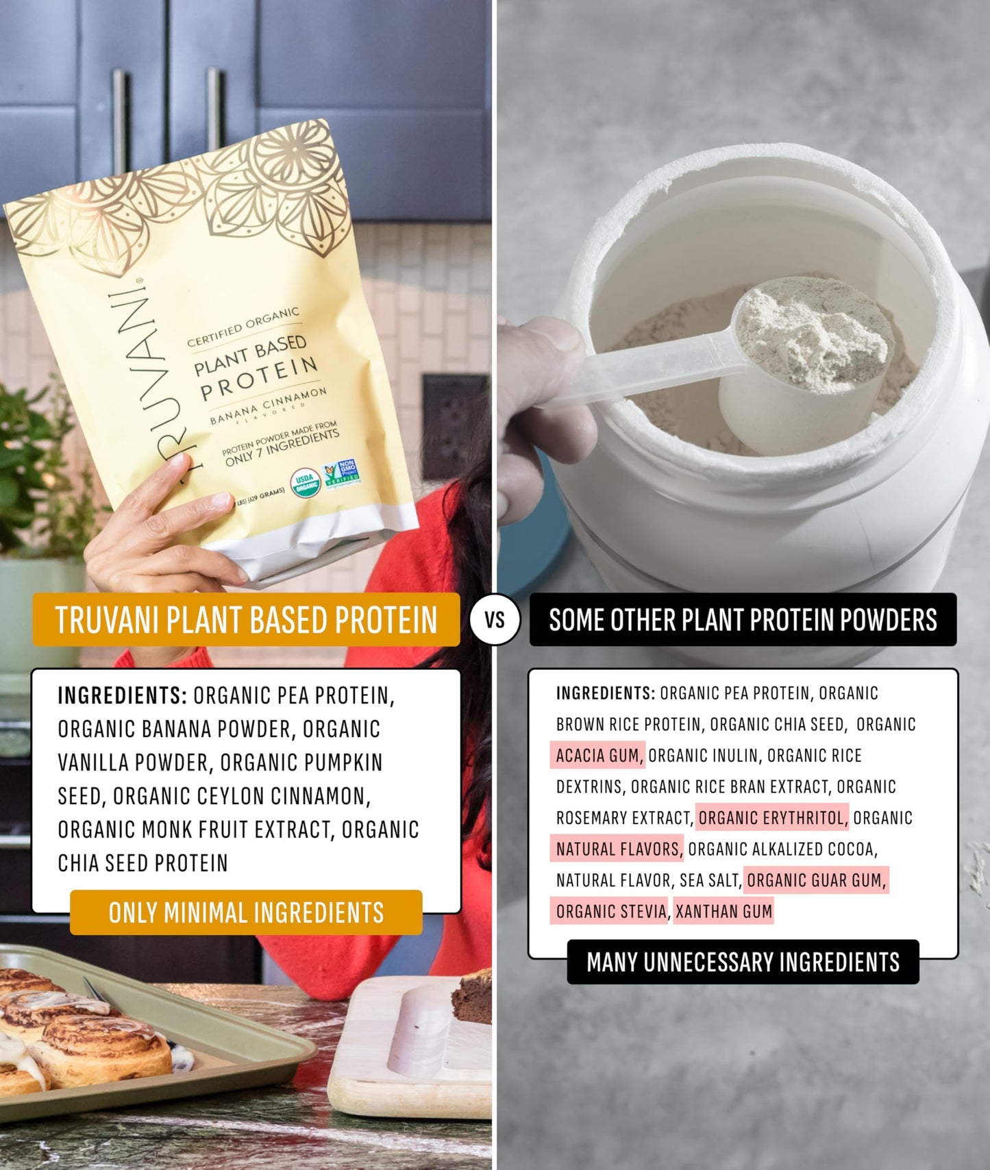 Truvani Organic Plant Based Protein Powder | Strawberry | 10 Servings | Vegan | 20g Pea Protein | Single Serving Travel Packets | Keto | Gluten & Dairy Free | Low Carb