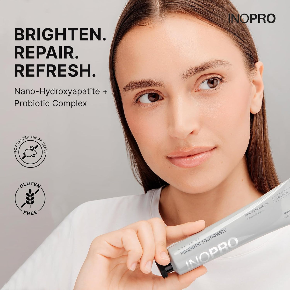 InoPro Teeth Whitening Strips 14 Treatments Kit + Peppermint Nano-Hydroxyapatite Whitening Toothpaste with Probiotic + Yuzu Citrus Foam Mouthwash with Nano-Hydroxyapatite, Xylitol, Hyaluronic Acid