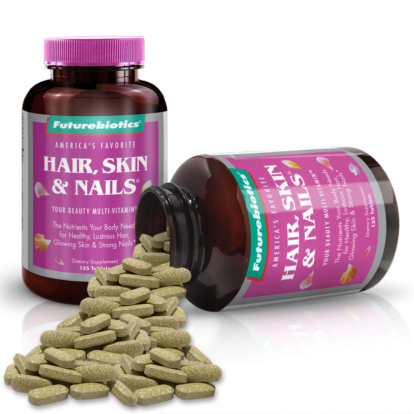 Futurebiotics Hair, Skin & Nails Beauty MultiVitamin with Biotin, Hair Vitamins and Skin Vitamins that Promote Healthy Hair and Nail, 180 Tablets