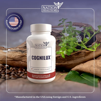 Cognilux | Brain Supplements for Memory and Focus | Nootropic Focus Supplement, Niacin, Vitamin B6, GABA, Memory Supplement for Brain, Brain Health