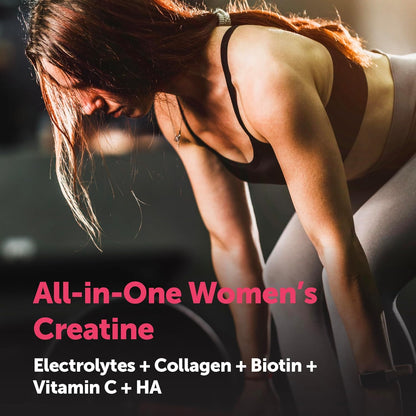 Micro Ingredients Creatine + Electrolytes + Multi Collagen for Women | 5,000mg Micronized Creatine Monohydrate Powder Complex | Creatine Hydration Drink Mix | Lemon Raspberry | Sugar-Free, Non-GMO