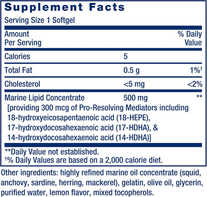 Life Extension Pro-Resolving Mediators, 18-HEPE, 17-HDHA, 14-HDHA, Supports The Body’s Natural Post-inflammatory Response, Gluten Free, Non-GMO, 30 softgels