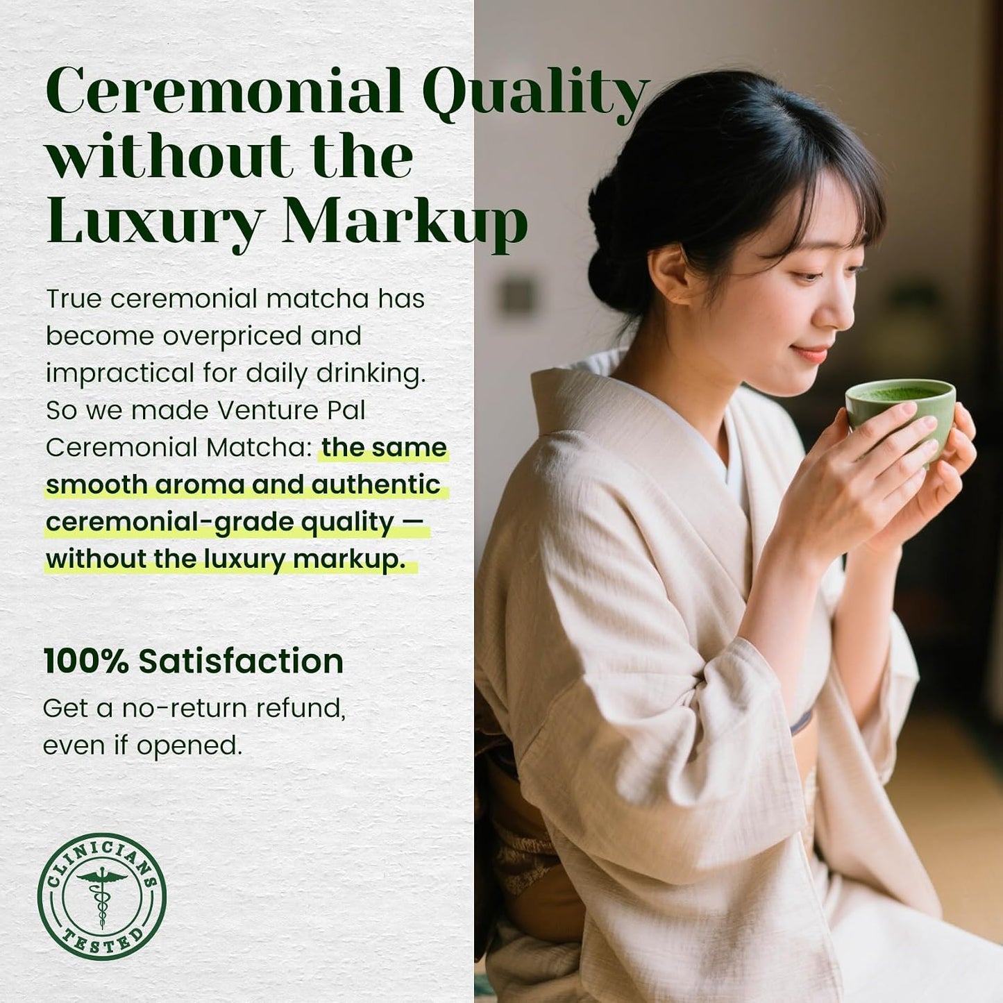 Ceremonial Grade Matcha Green Tea Powder, First Harvest, Shade Grown, 30g | 100% Pure Matcha Powder Ceremonial Grade, w/ No Additives, Unsweetened, Vegan, Gluten-Free, Smooth Flavor for Tea and Lattes
