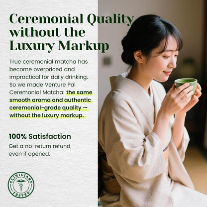 Ceremonial Grade Matcha Green Tea Powder, First Harvest, Shade Grown, 30g | 100% Pure Matcha Powder Ceremonial Grade, w/ No Additives, Unsweetened, Vegan, Gluten-Free, Smooth Flavor for Tea and Lattes