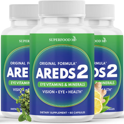 AREDS 2 Eye Vitamin & Mineral Supplement, Contains Lutein, Vitamin C, Zeaxanthin, Zinc & Vitamin E, with Added Copper - 60 Count