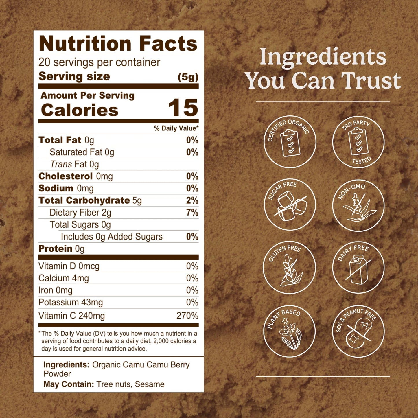 Organic Traditions Camu Camu Powder Organic, Camu Camu Powder from Amazon Superfruit, Rich in Wholefood Vitamin C, Bright Tangy Superfood Ingredient for Smoothies, Plant Based Non GMO, 100g / 3.5oz