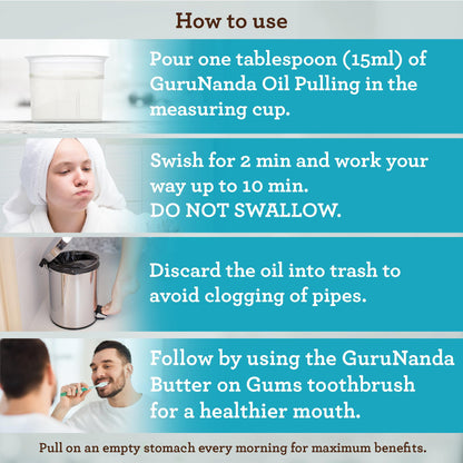 GuruNanda Original Oil Pulling with Tongue Scraper, Alcohol & Fluoriode Free Mouthwash