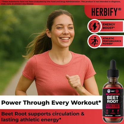 HERBIFY Beet Root Extract - Blood Pressure Supplement & Nitric Oxide Booster - Beetroot Supplement for Heart Health and Energy Booster for Men & Women (30 Days Supply) Made in USA 2 FL Oz